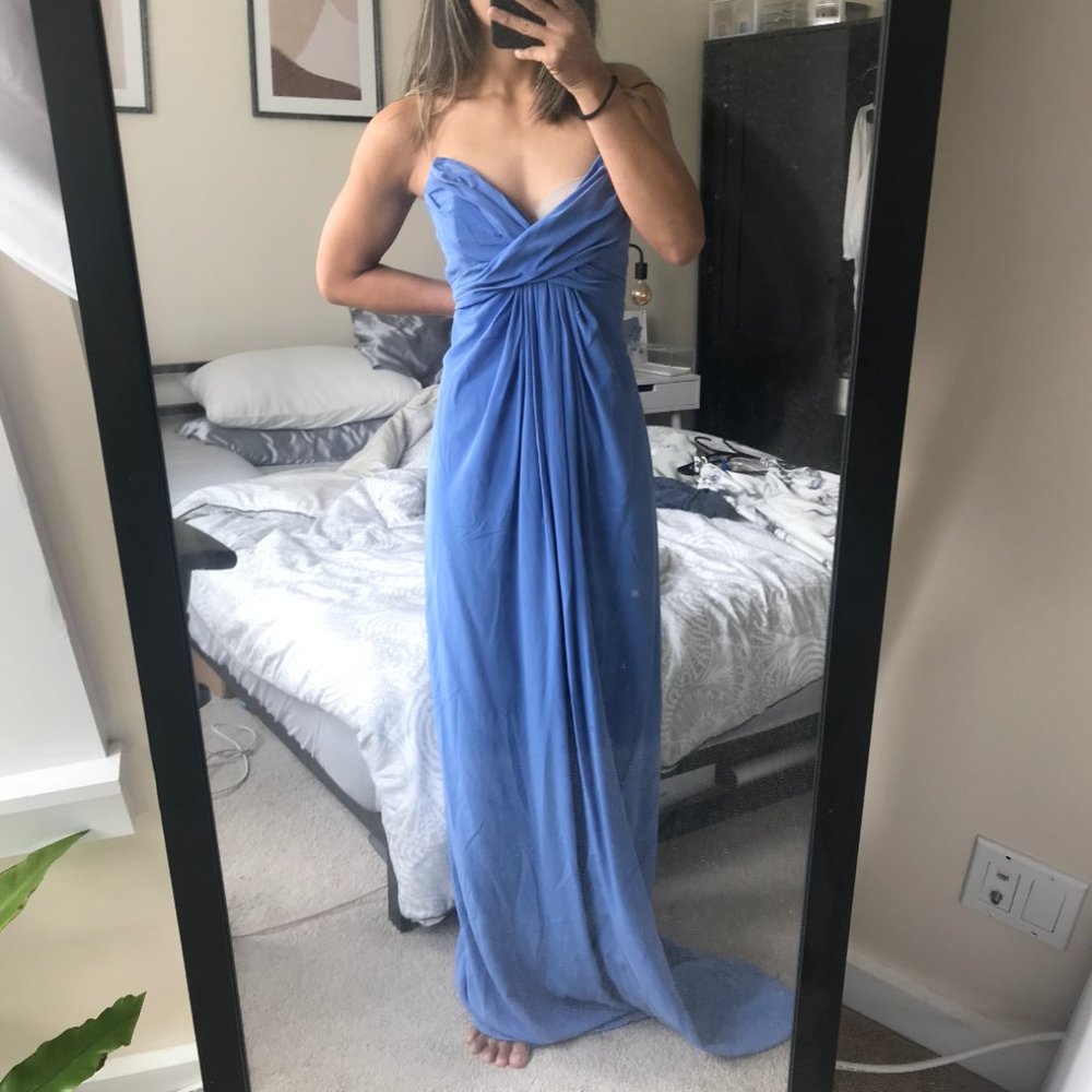 Zimmermann Silk Strapless Blue Maxi Gown Dress Size 1